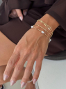 PULSEIRA DUPLA ELOS PEQUENOS E PLAQUINHAS  - BANHADO A RÓDIO BRANCO