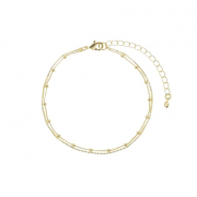 PULSEIRA DUPLA MALHA LISA E BOLINHAS - BANHADO A OURO