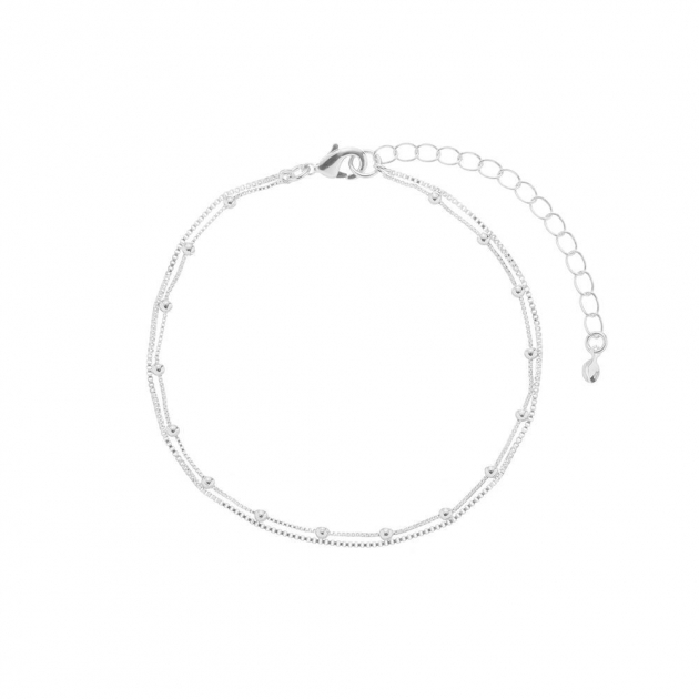 PULSEIRA DUPLA MALHA LISA E BOLINHAS - BANHADO A RÓDIO BRANCO