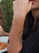 PULSEIRA DUPLA MALHA LISA E BOLINHAS - BANHADO A RÓDIO BRANCO