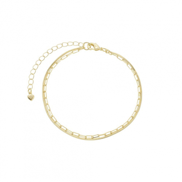 PULSEIRA DUPLA RABO DE RATO E ELOS PEQUENOS - BANHADO A OURO