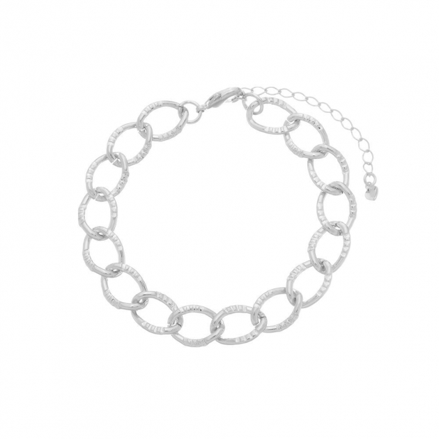 PULSEIRA ELOS COM DETALHES- BANHADO A RODIO BRANCO
