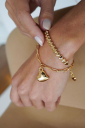 PULSEIRA ELOS COMPRIDOS COM PINGENTE DE CORAÇÃO - BANHADO A OURO