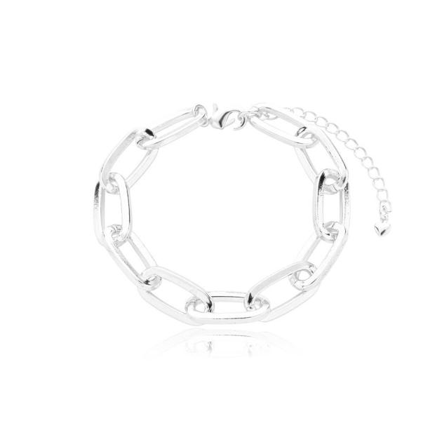 PULSEIRA ELOS GRANDES - BANHADO A RODIO BRANCO