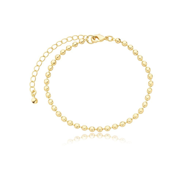 PULSEIRA ESFERAS PEQUENAS LISAS - BANHADO A OURO