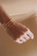 PULSEIRA ESFERAS PEQUENAS LISAS - BANHADO A OURO