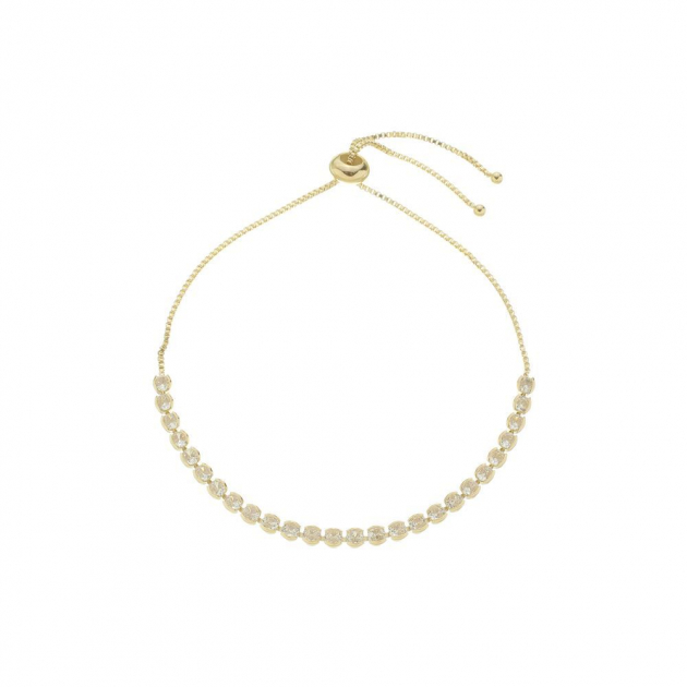 PULSEIRA FECHO REGULÁVEL COM ZIRCÔNIAS GRANDES - BANHADO A OURO