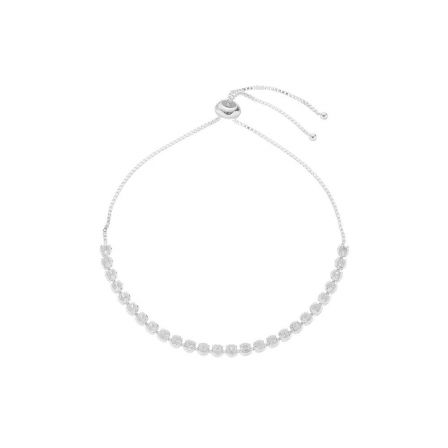 PULSEIRA FECHO REGULÁVEL COM ZIRCÔNIAS GRANDES - BANHADO A RÓDIO BRANCO