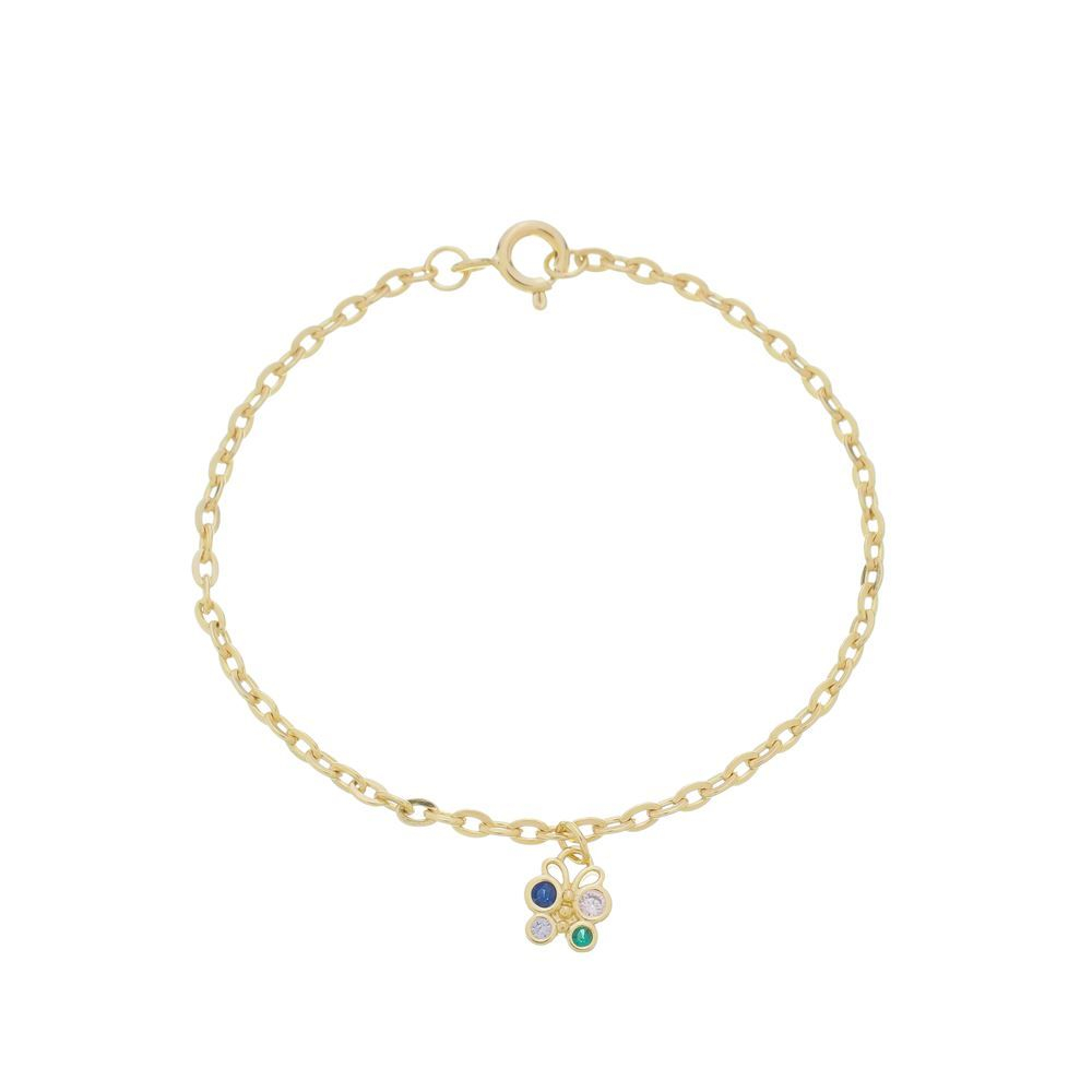 PULSEIRA INFANTIL BORBOLETA COLORIDA - BANHADO A OURO