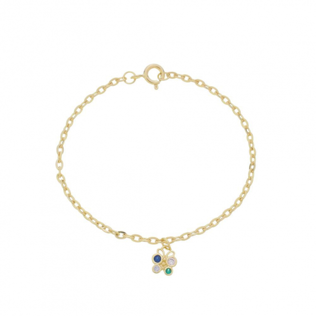 PULSEIRA INFANTIL BORBOLETA COLORIDA - BANHADO A OURO