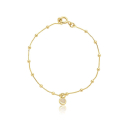 PULSEIRA INFANTIL COM BOLINHAS E PINGENTE PONTO DE LUZ - BANHADO A OURO