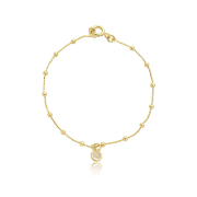 PULSEIRA INFANTIL COM BOLINHAS E PINGENTE PONTO DE LUZ - BANHADO A OURO