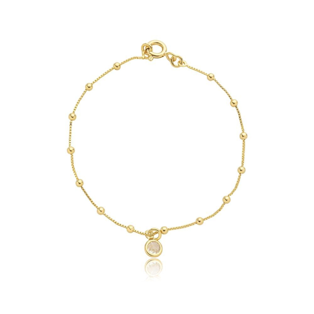 PULSEIRA INFANTIL COM BOLINHAS E PINGENTE PONTO DE LUZ - BANHADO A OURO