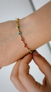 PULSEIRA INFANTIL CORAÇÕES COLORIDOS - BANHADO A OURO