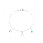 PULSEIRA INFANTIL PEDRINHAS COLORIDAS PENDURADAS - BANHADO A RODIO BRANCO
