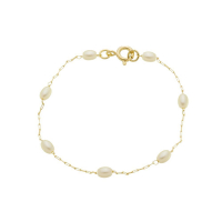 PULSEIRA INFANTIL PÉROLA BAGUETE  - BANHADO A OURO