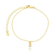 PULSEIRA INFANTIL PINGENTE CORAÇÃO DE ZIRCÔNIA - BANHADO A OURO