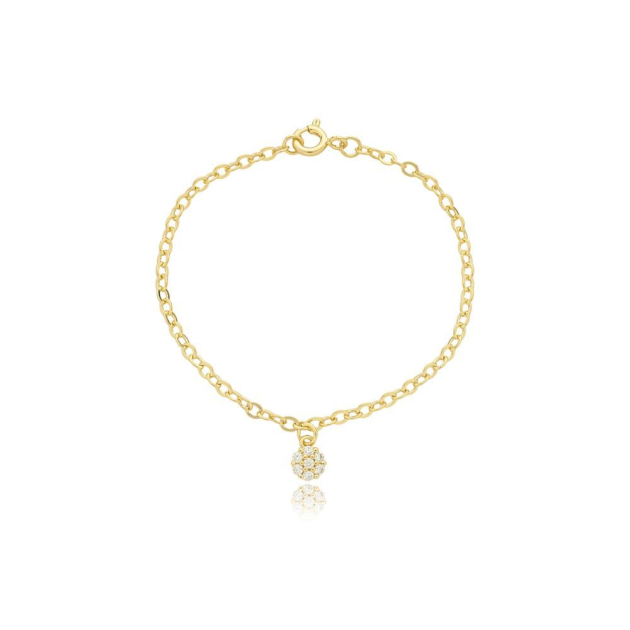 PULSEIRA INFANTIL PINGENTE FLOR CRAVEJADA - BANHADO A OURO