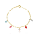 PULSEIRA INFANTIL PINGENTE  GOTAS COLORIDAS - BANHADO A OURO
