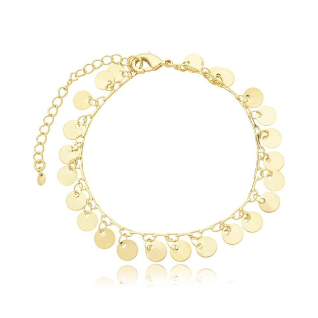 PULSEIRA MEDALHAS LISAS - BANHADO A OURO