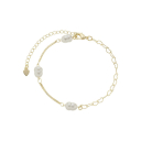 PULSEIRA MEIO ELOS DE CORAÇÃO MEIO PÉROLA BARROCA - BANHADO A OURO