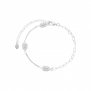 PULSEIRA MEIO ELOS DE CORAÇÃO MEIO PÉROLA BARROCA - BANHADO A RÓDIO BRANCO