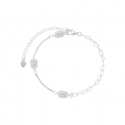 PULSEIRA MEIO ELOS DE CORAÇÃO MEIO PÉROLA BARROCA - BANHADO A RÓDIO BRANCO