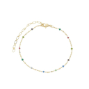 PULSEIRA PEDRINHAS COLORIDAS - BANHADO A OURO