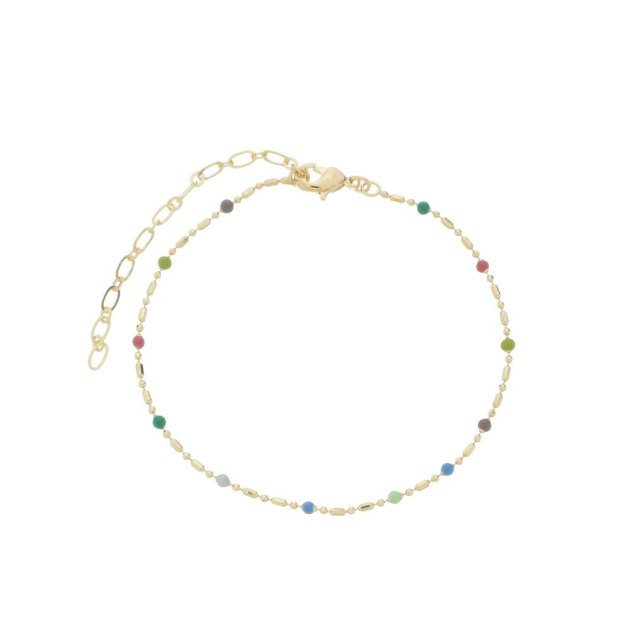 PULSEIRA PEDRINHAS COLORIDAS - BANHADO A OURO
