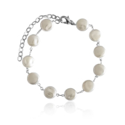PULSEIRA PÉROLA AMASSADA BANHADA A RÓDIO BRANCO 