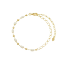 PULSEIRA PERÓLA BAGUETE E BOLINHAS - BANHADO A OURO