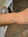 PULSEIRA PERÓLA BAGUETE E BOLINHAS - BANHADO A OURO