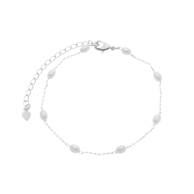 PULSEIRA PERÓLA BAGUETE PEQUENA - BANHADO A RODIO BRANCO