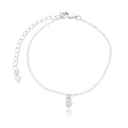 PULSEIRA PINGENTE DE CORAÇÃO CRAVEJADO - BANHADO A RODIO BRANCO
