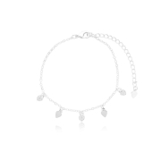 PULSEIRA PINGENTES DE CORAÇÕES LISOS E CRAVEJADOS - BANHADO A RODIO BRANCO