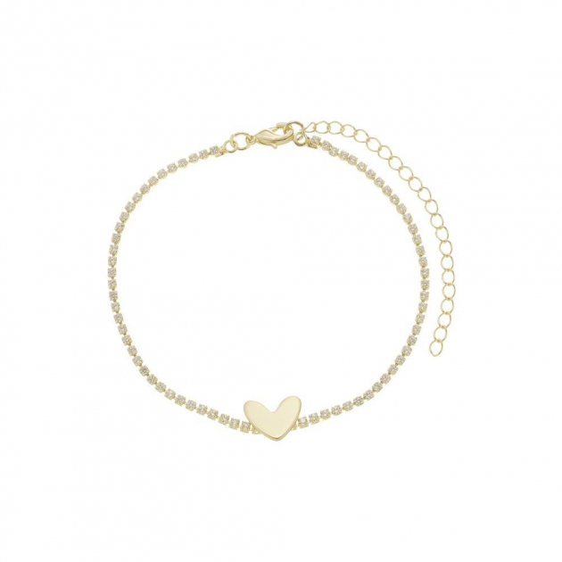 PULSEIRA RIVIERA COM CORAÇÃO LISO - BANHADO A OURO