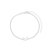 PULSEIRA RIVIERA COM CORAÇÃO LISO - BANHADO A RÓDIO BRANCO