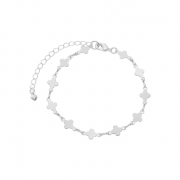 PULSEIRA TREVO LISO - BANHADO A RÓDIO BRANCO