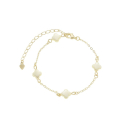 PULSEIRA TREVOS DE  PÉROLA - BANHADO A OURO