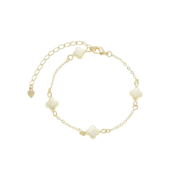 PULSEIRA TREVOS DE  PÉROLA - BANHADO A OURO