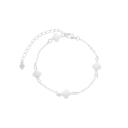 PULSEIRA TREVOS DE PÉROLA - BANHADO A RÓDIO BRANCO