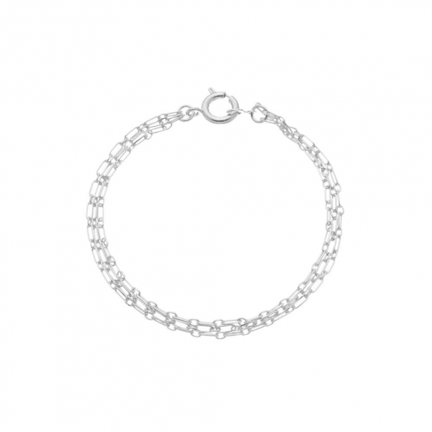 PULSEIRA TRIPLA DE ELOS - BANHADO A RODIO BRANCO