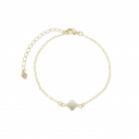 PULSEIRA UM TREVO DE PÉROLA - BANHADO A OURO