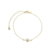 PULSEIRA UM TREVO DE PÉROLA - BANHADO A OURO