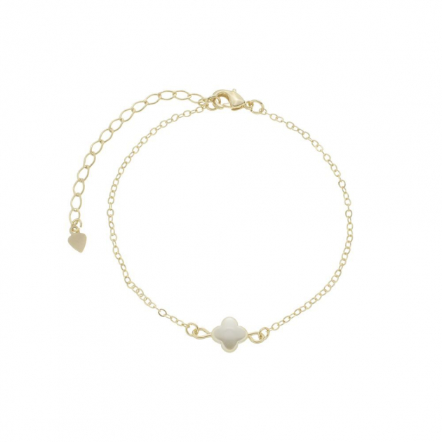 PULSEIRA UM TREVO DE PÉROLA - BANHADO A OURO